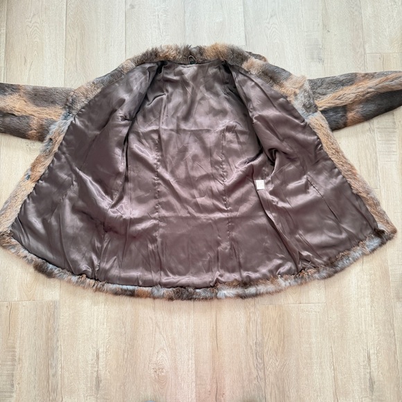 LUXURIOUS GORGEOUS Women’s Brown Rabbit Fur Coat Jacket Size M / L VINTAGE - Picture 2 of 9